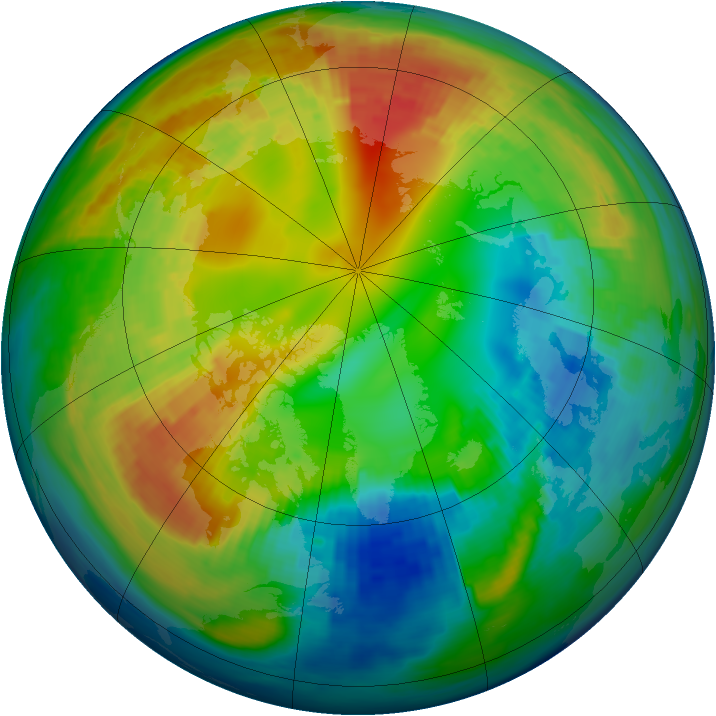 Arctic ozone map for 14 February 1993